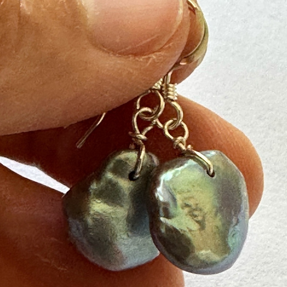 Genuine Gray Keshi Earrings - Sterling Silver - HANDMADE